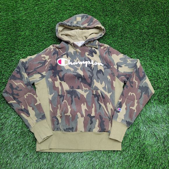 Vintage Y2K Champion Camo Hoodie Medium 20x26 Reverse-Weave - Picture 1 of 11